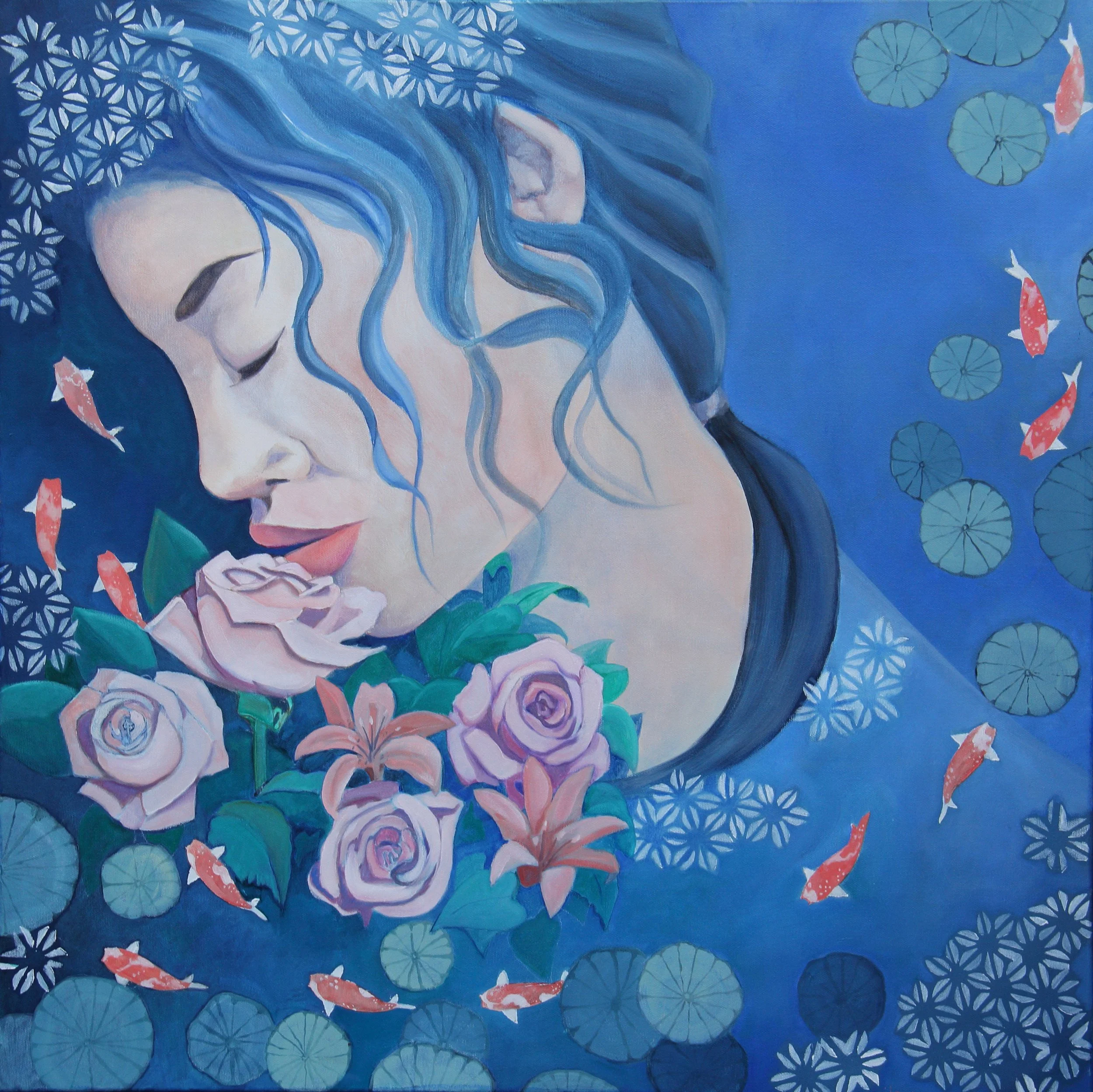  Koi Girl 
2021
oil on canvas
76 x 76cm
$570