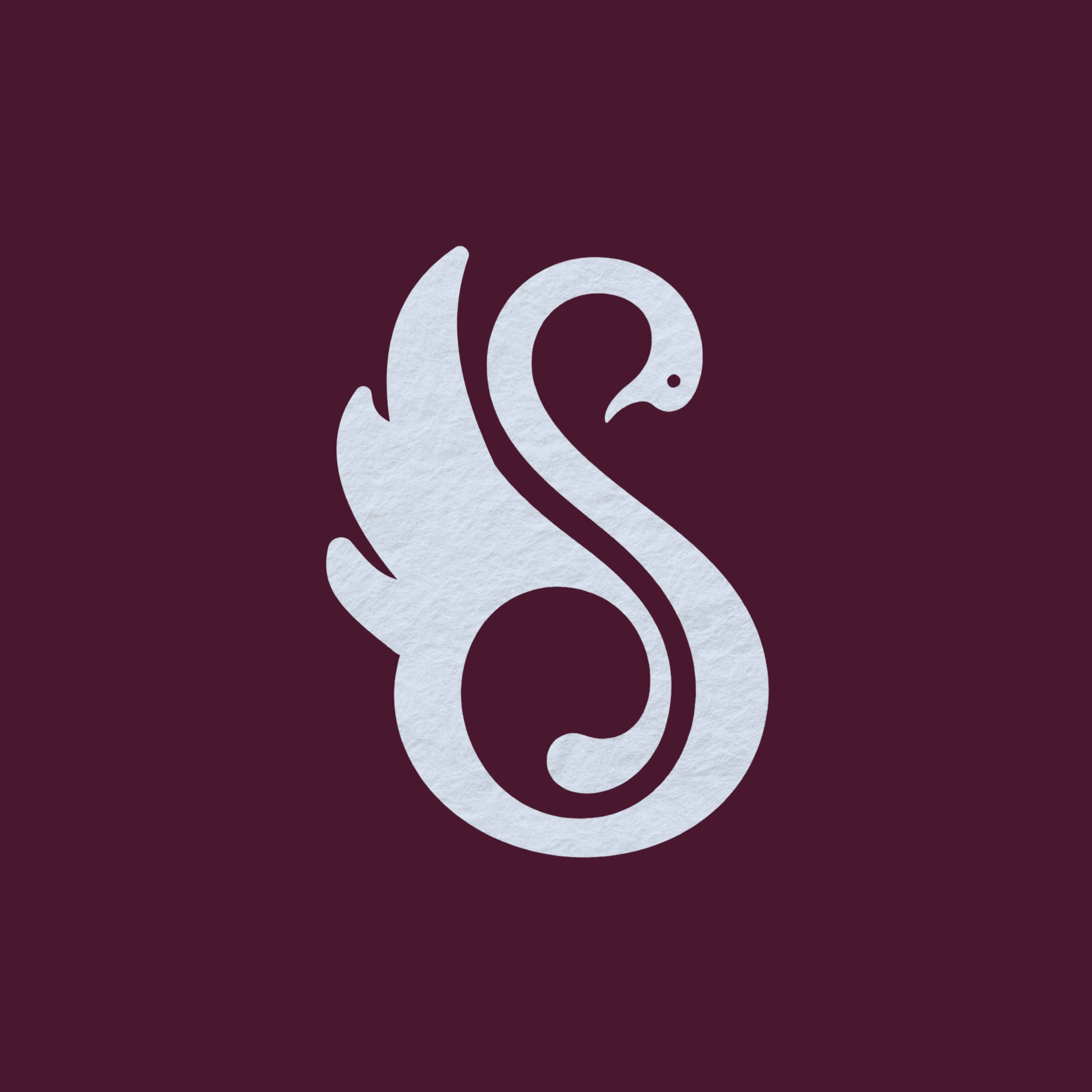White swan illustration on a dark purple background