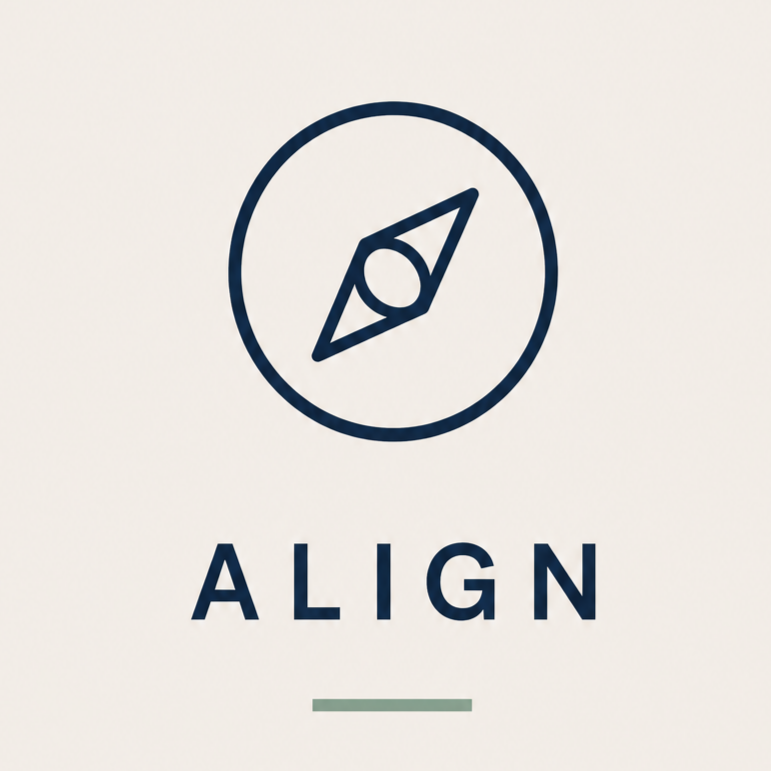 Logo with a stylized compass symbol and the word 'ALIGN' underneath.