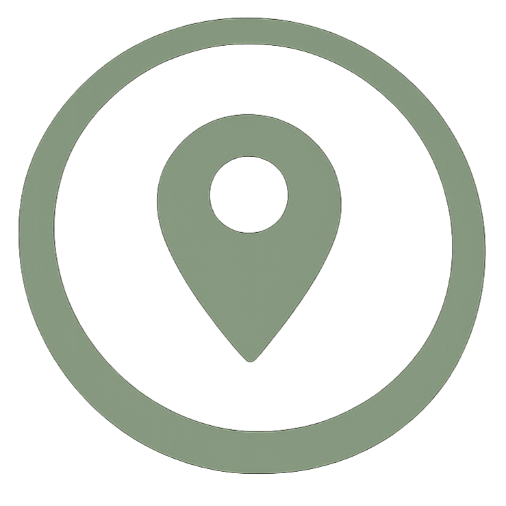 Icon of a map pin inside a circle, representing location or navigation
