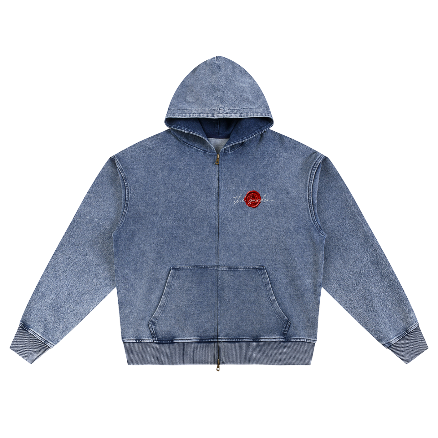 Snow Wash Oversized Zip-Up Hoodie