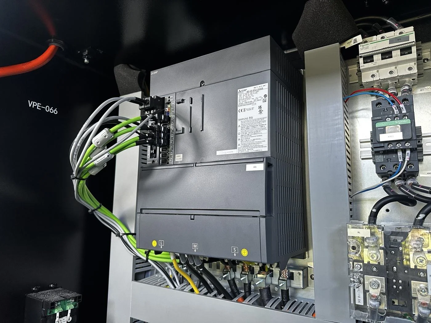 Inside the electrical cabinet of a Taikan T-V856S