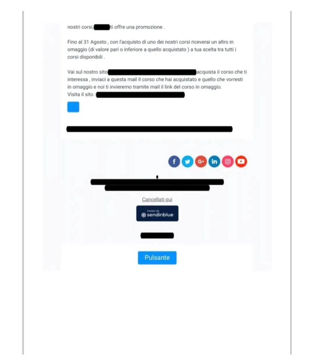 The second screenshot of a text email