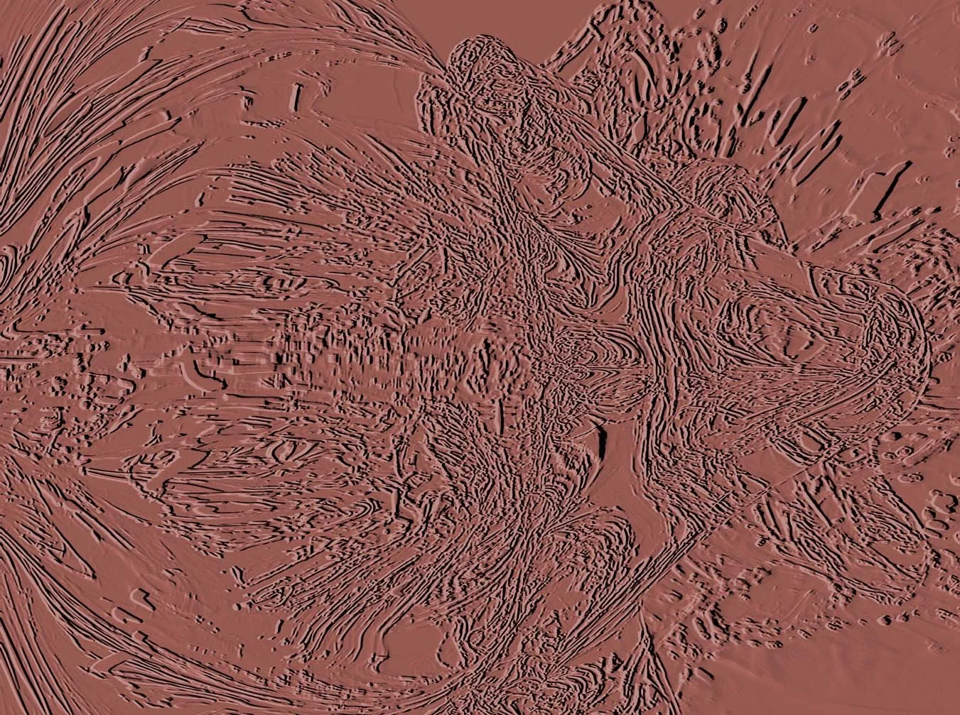Moodcore P93 relief style abstract wall art print in  terracotta tones for interior designers.