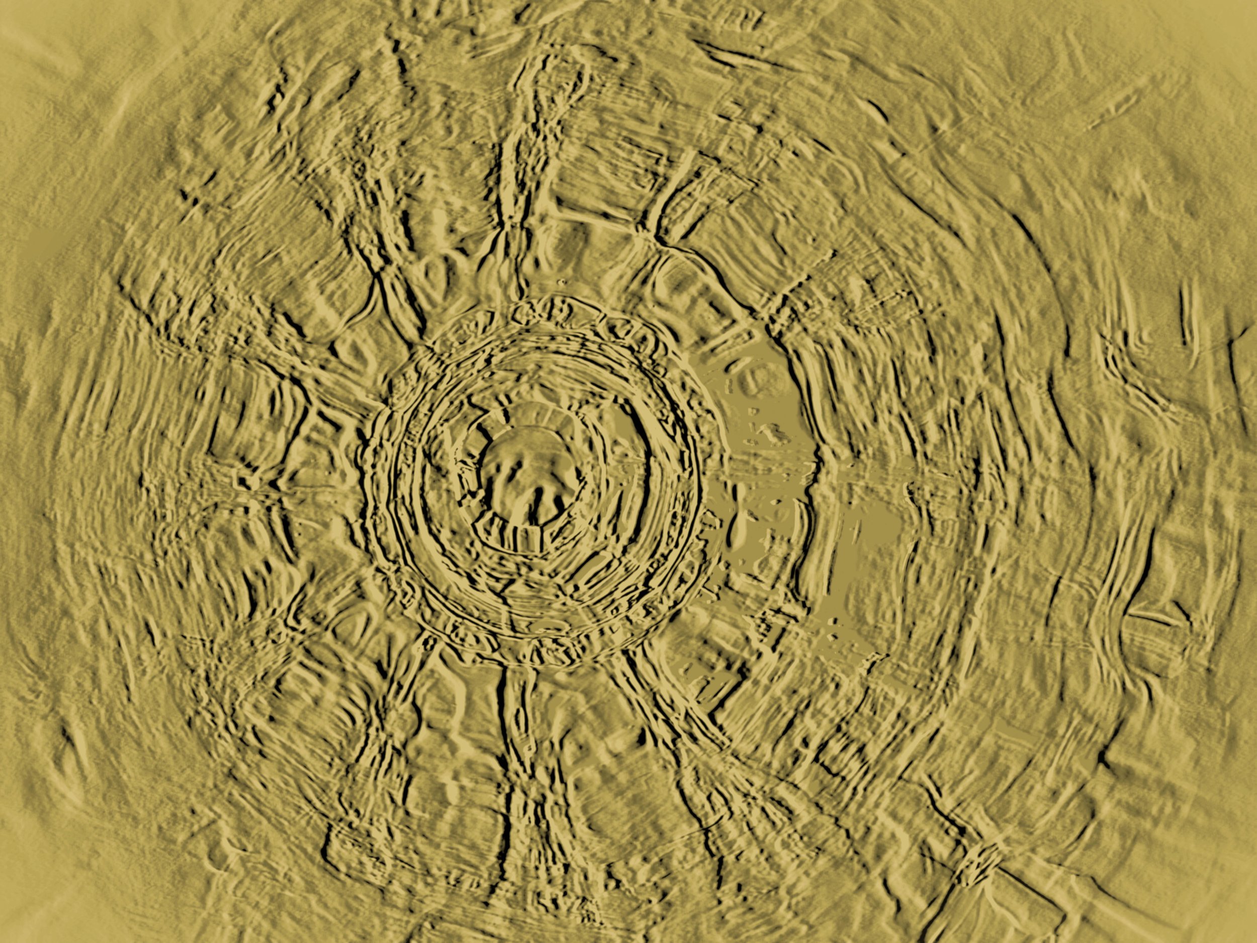 Moodcore P59 relief style abstract wall art print in  ochre tones for interior design projects.