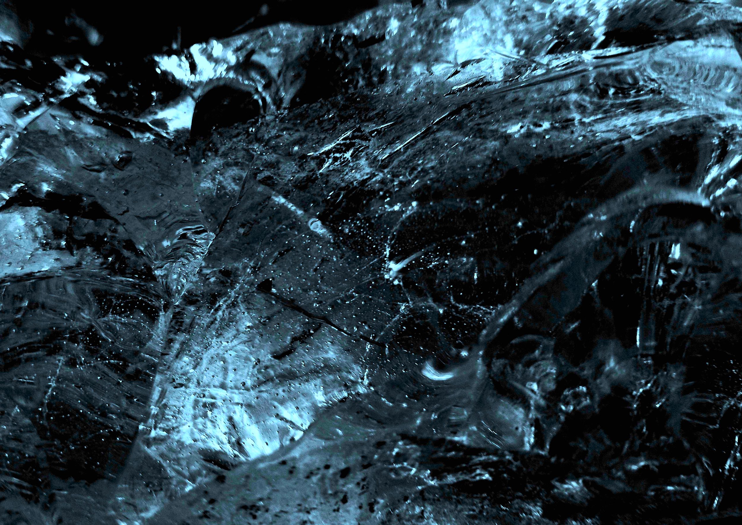 Moodcore P54 abstract glass art print in slate blue tones for interior design projects.