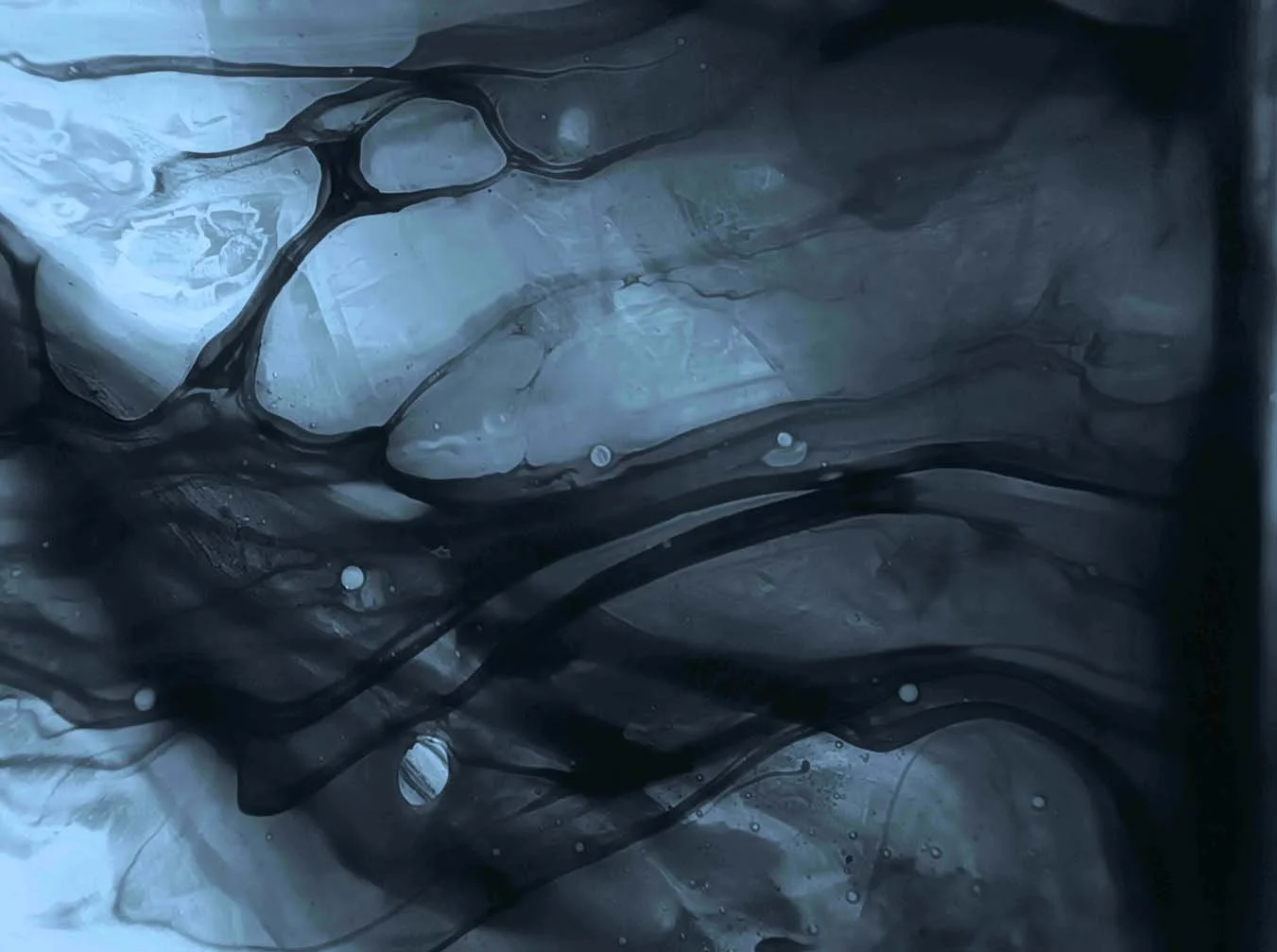 Moodcore P70 abstract glass art print in slate blue tones for interior design projects.