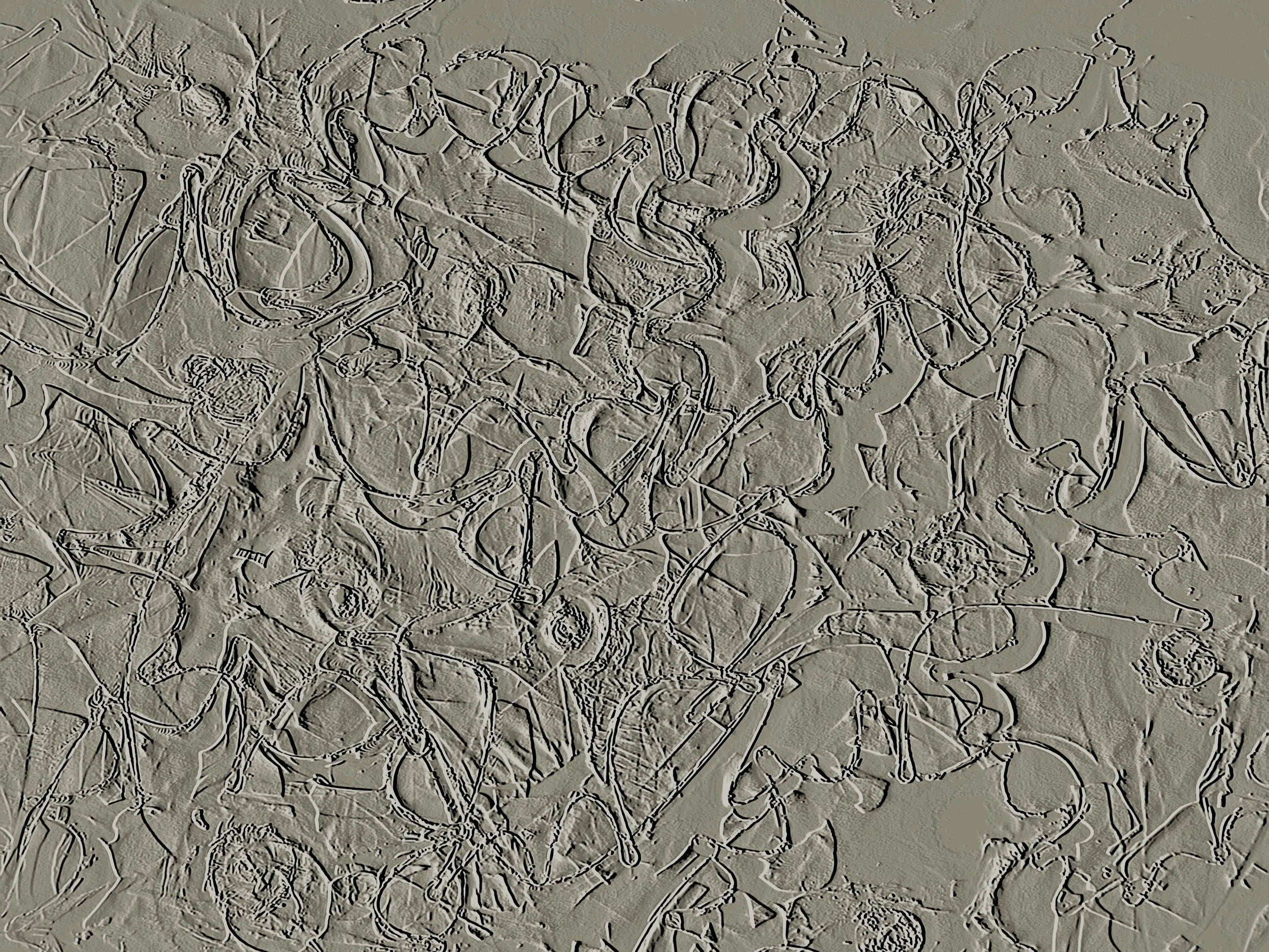 Moodcore P86 relief style abstract wall art print in  khaki tones for show home interiors.