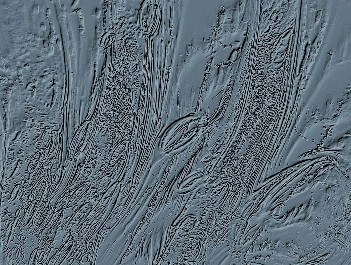 Moodcore P81 relief style abstract wall art print in  slate blue tones for bar/restaurant interiors.