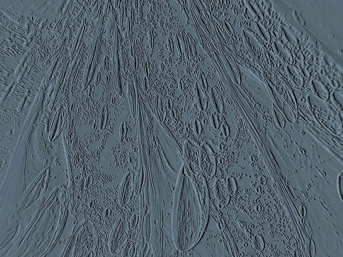 Moodcore P77 large format relief style abstract wall art print in  slate blue tones for commercial interiors.