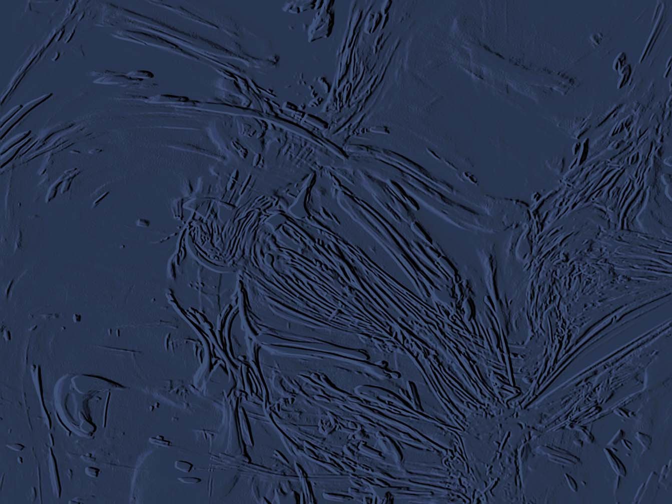 Moodcore P67 relief style abstract wall art print in  steel blue tones for interior design projects.