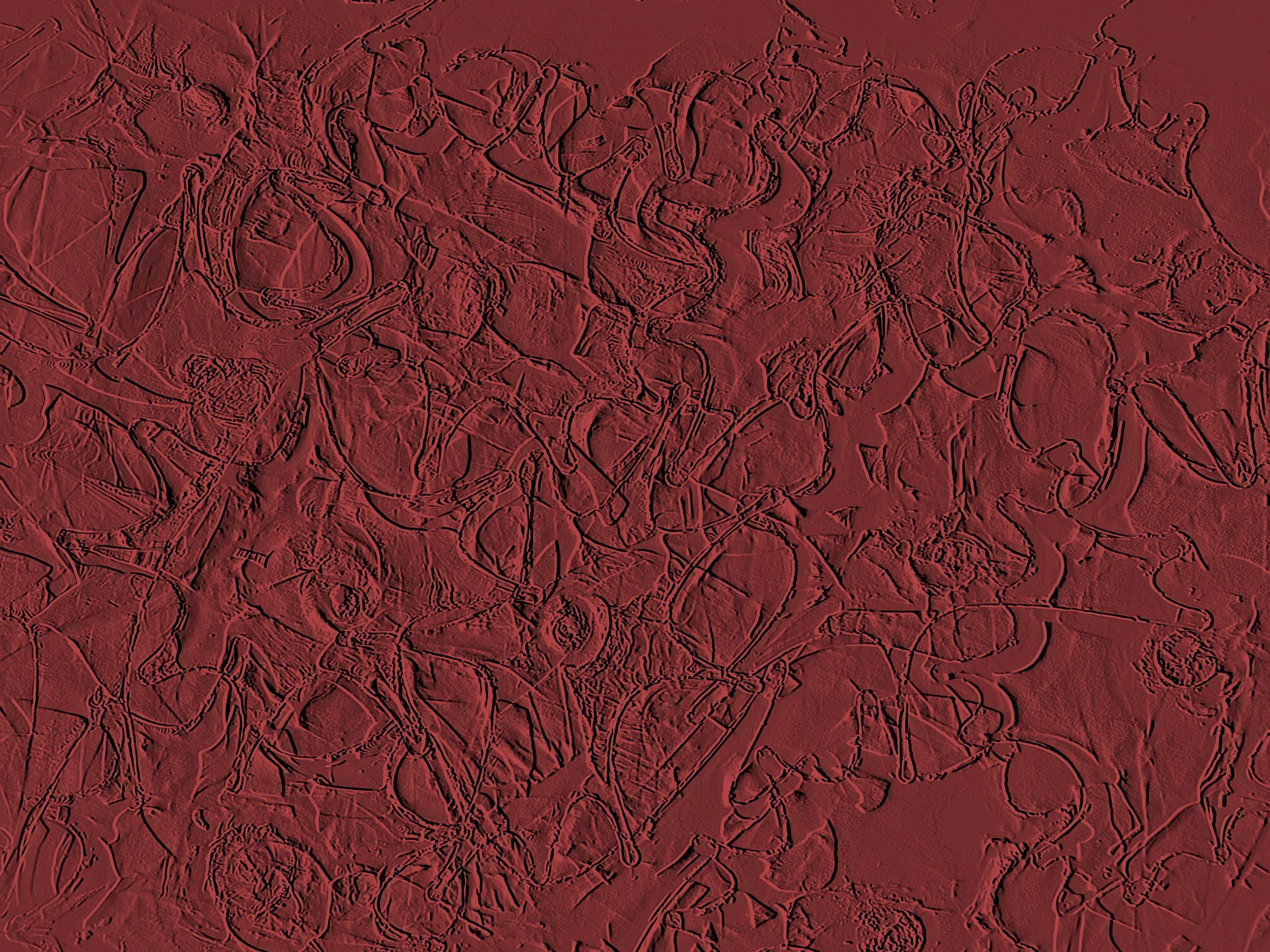 Moodcore P86 relief style abstract wall art print in  burgundy tones for show home interiors.