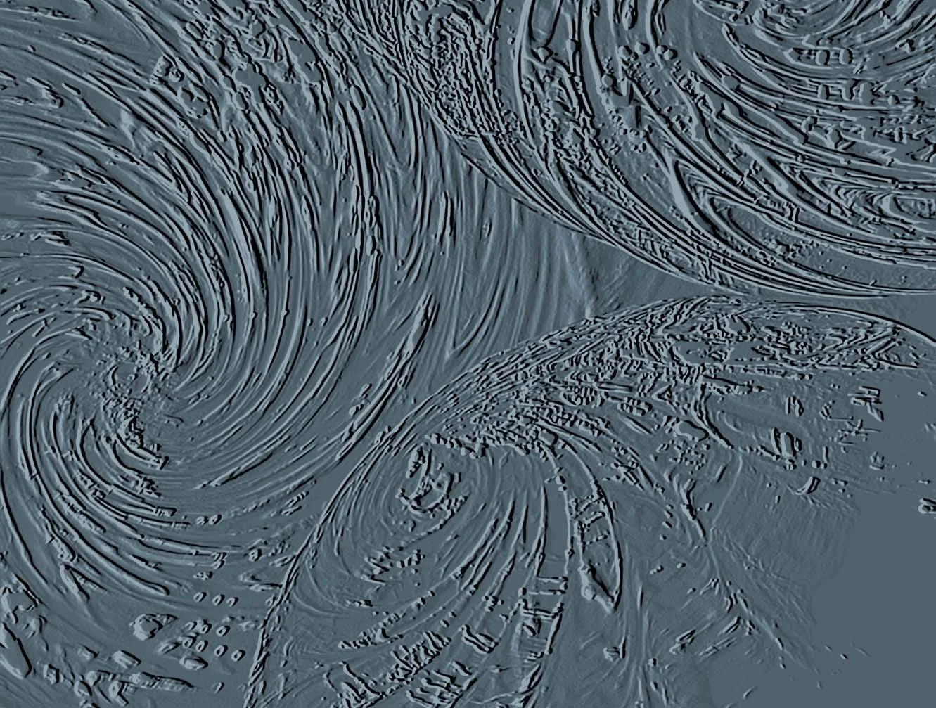 Moodcore P106 relief style abstract wall art print in  slate blue tones for design led interiors.