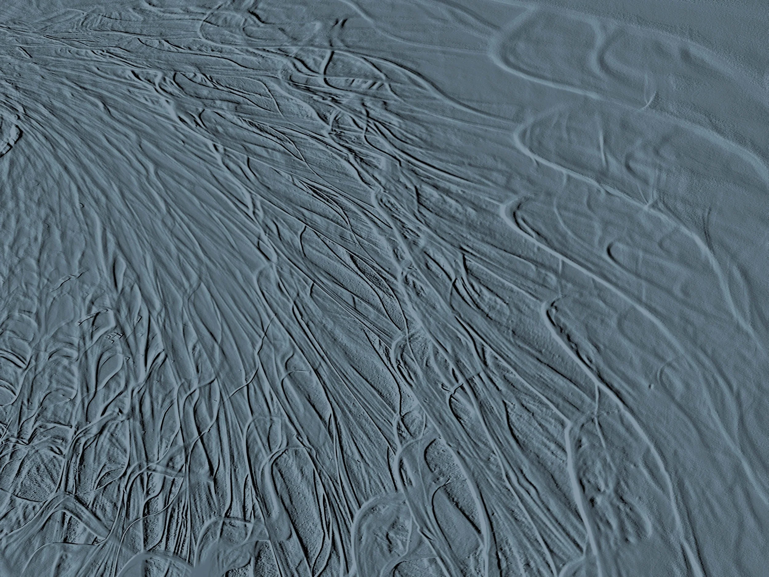Moodcore P6 relief style abstract wall art print in  slate blue tones for interior design projects