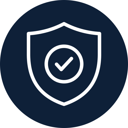 Icon of a shield with a checkmark inside, representing security or protection.