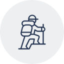 Icon of a person climbing a ladder with a backpack