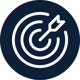 Icon of a target with an arrow hitting the center, symbolizing goal achievement or precision.