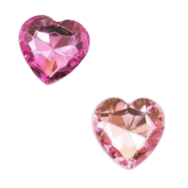 Two faceted pink and purple heart-shaped gems.