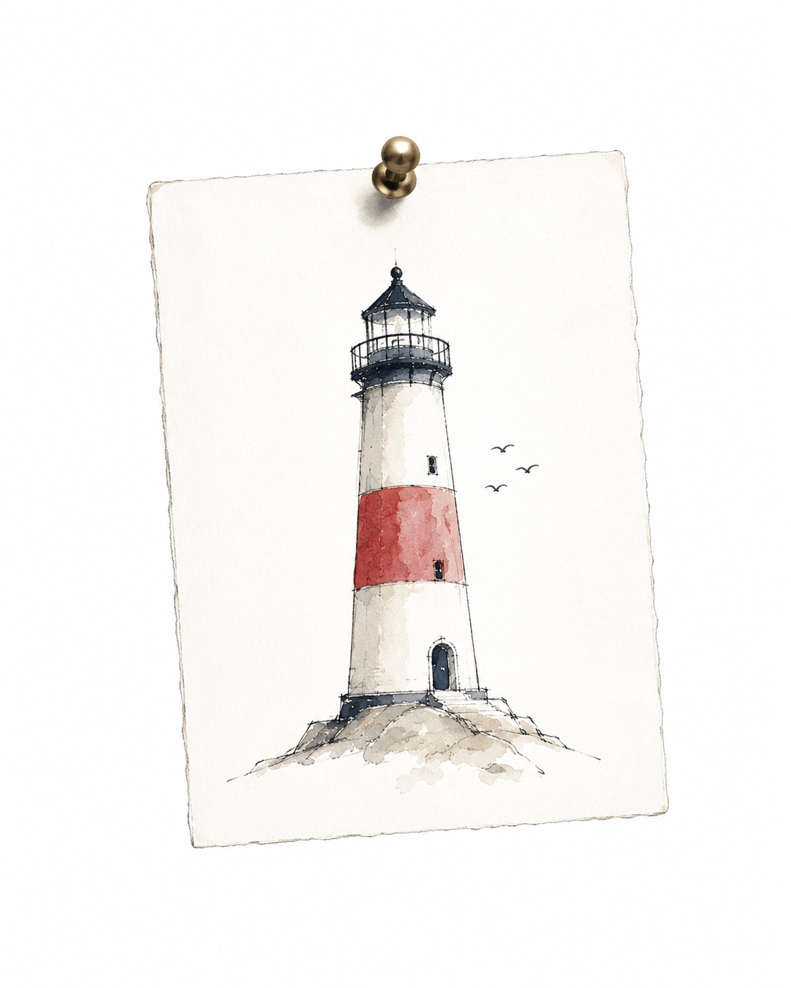 A postcard showing a lighthouse