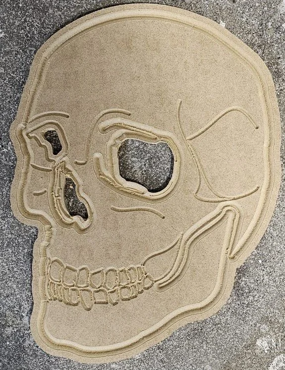 M.D.F. Skull Cut-out with Engraving
