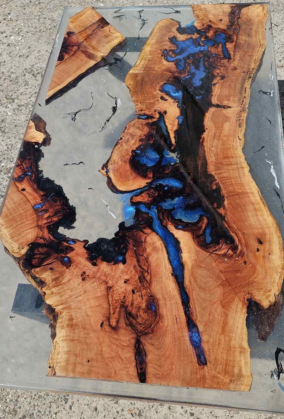 Blue Resin Coffee Table mix  Western Australian Rosewood