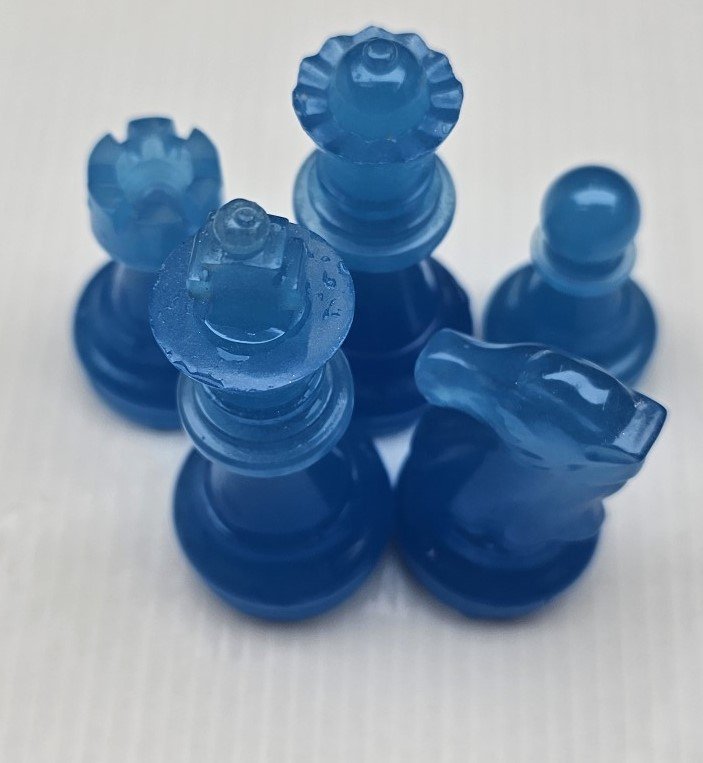Bright Blue & Glow-in-the-Dark Chess Piece Set