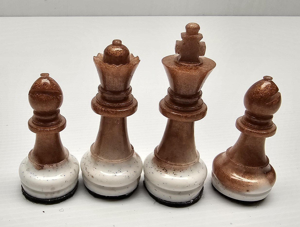 Copper & Gloss White Chess Piece Set