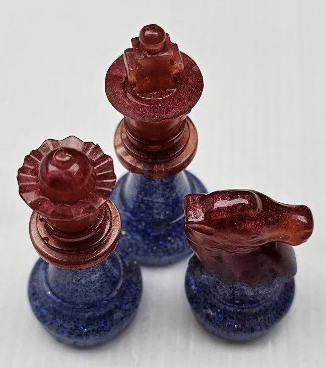 Cherry Red & Sparkle Blue Chess Set