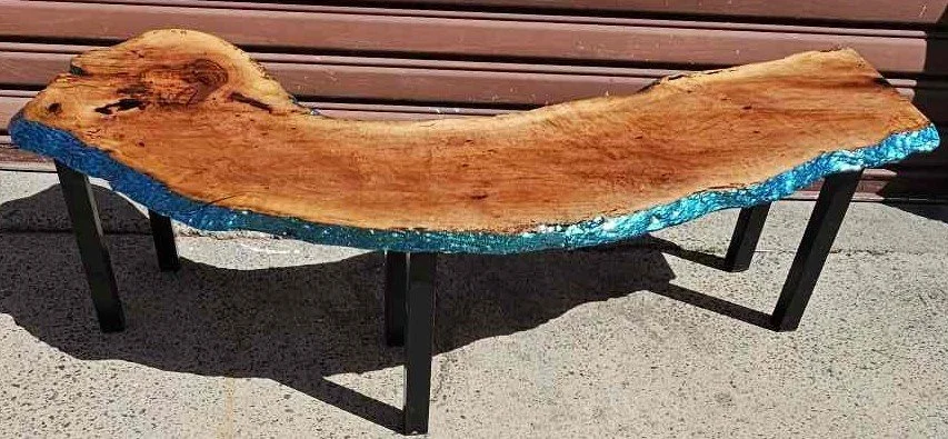 Green-Blue Caterpillar Coffee Table in Inland Rosewood