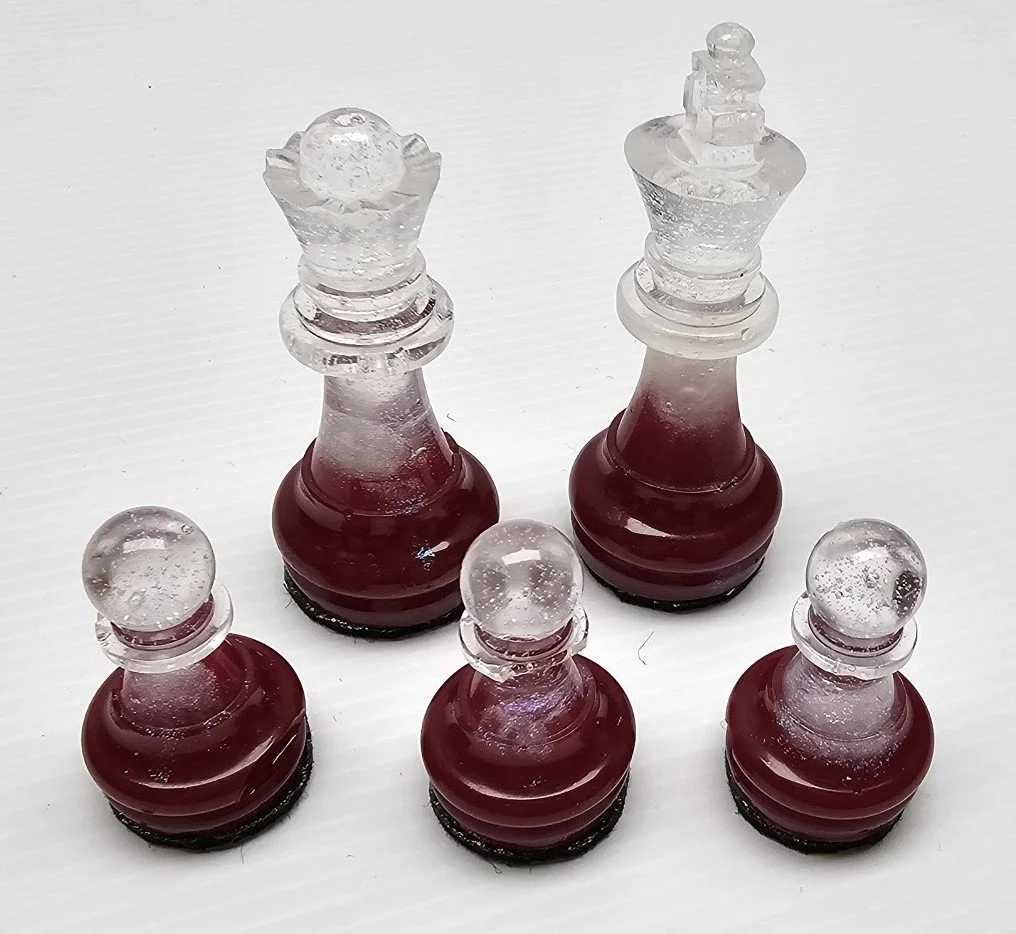 Crystal Clear & Deep Plum Chess Set