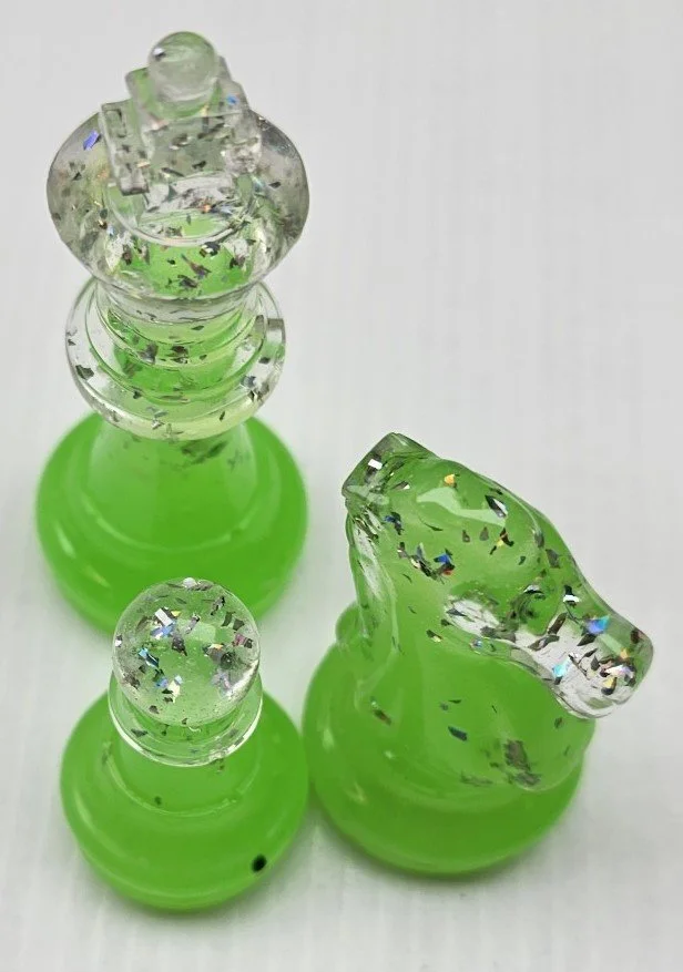 Crystal Clear & Lime Green Glow-in-the-Dark Chess Set