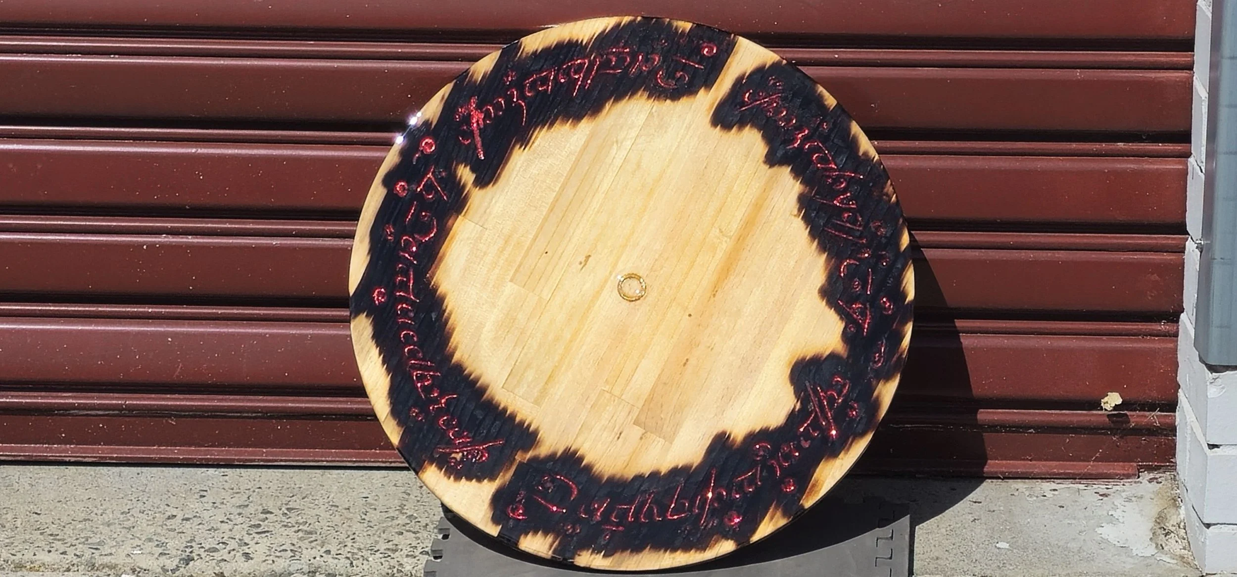 Forged in Timber: Hand-Burned Ring Round Table  (no Legs)