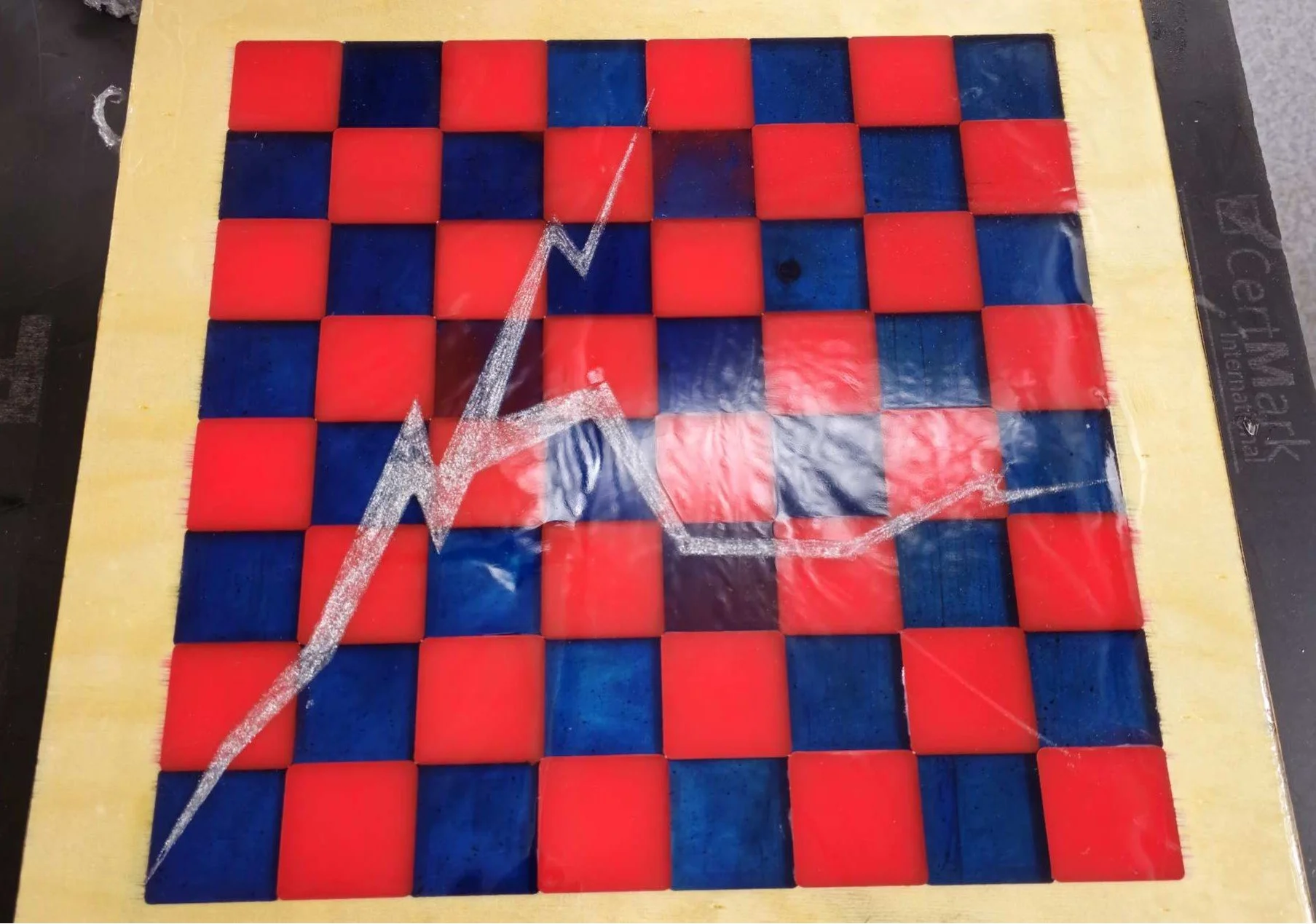 “Lightning Strike” – Red and Blue Chess Board