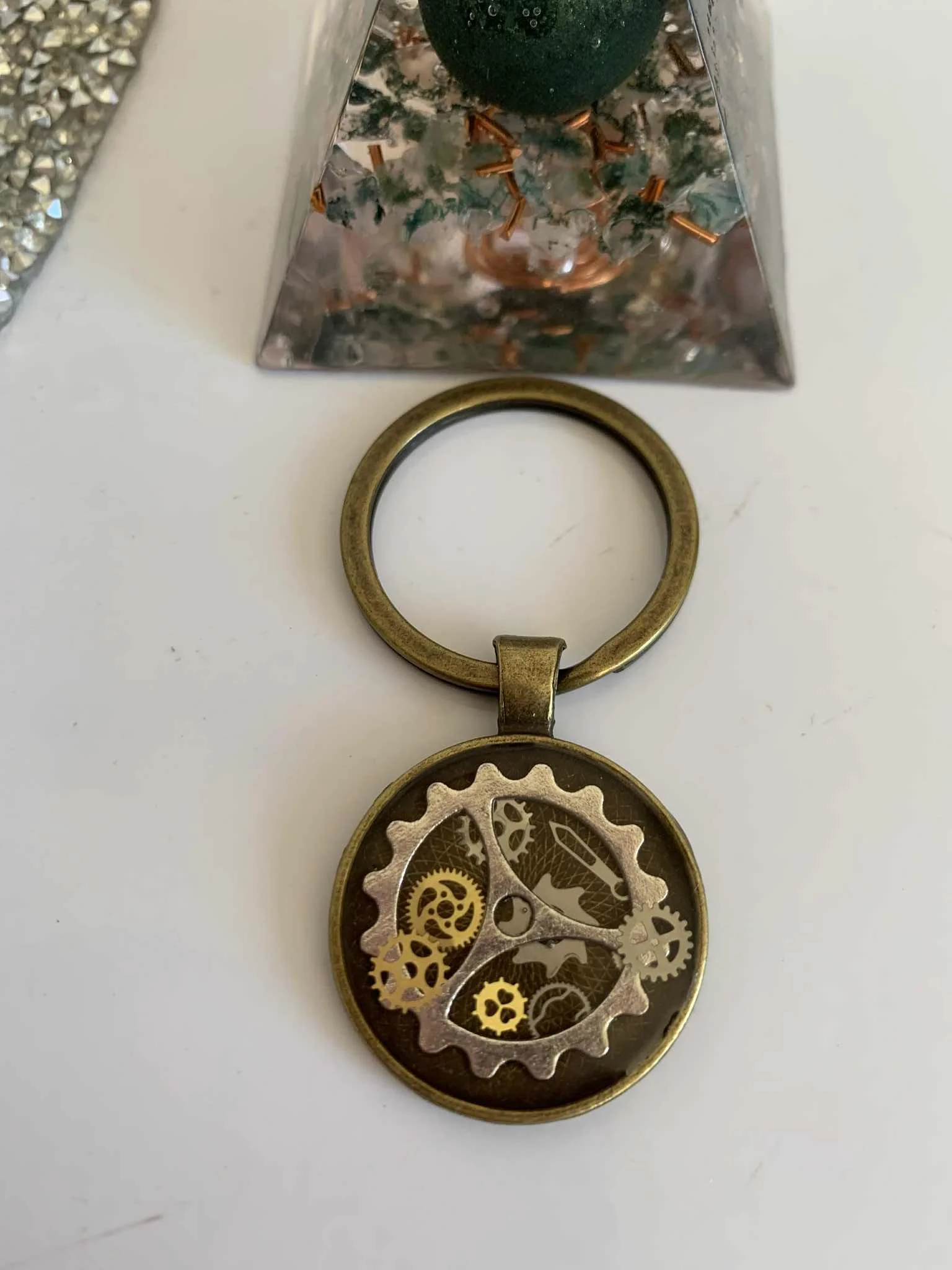 Steampunk Gear Keyring – Resin Finish