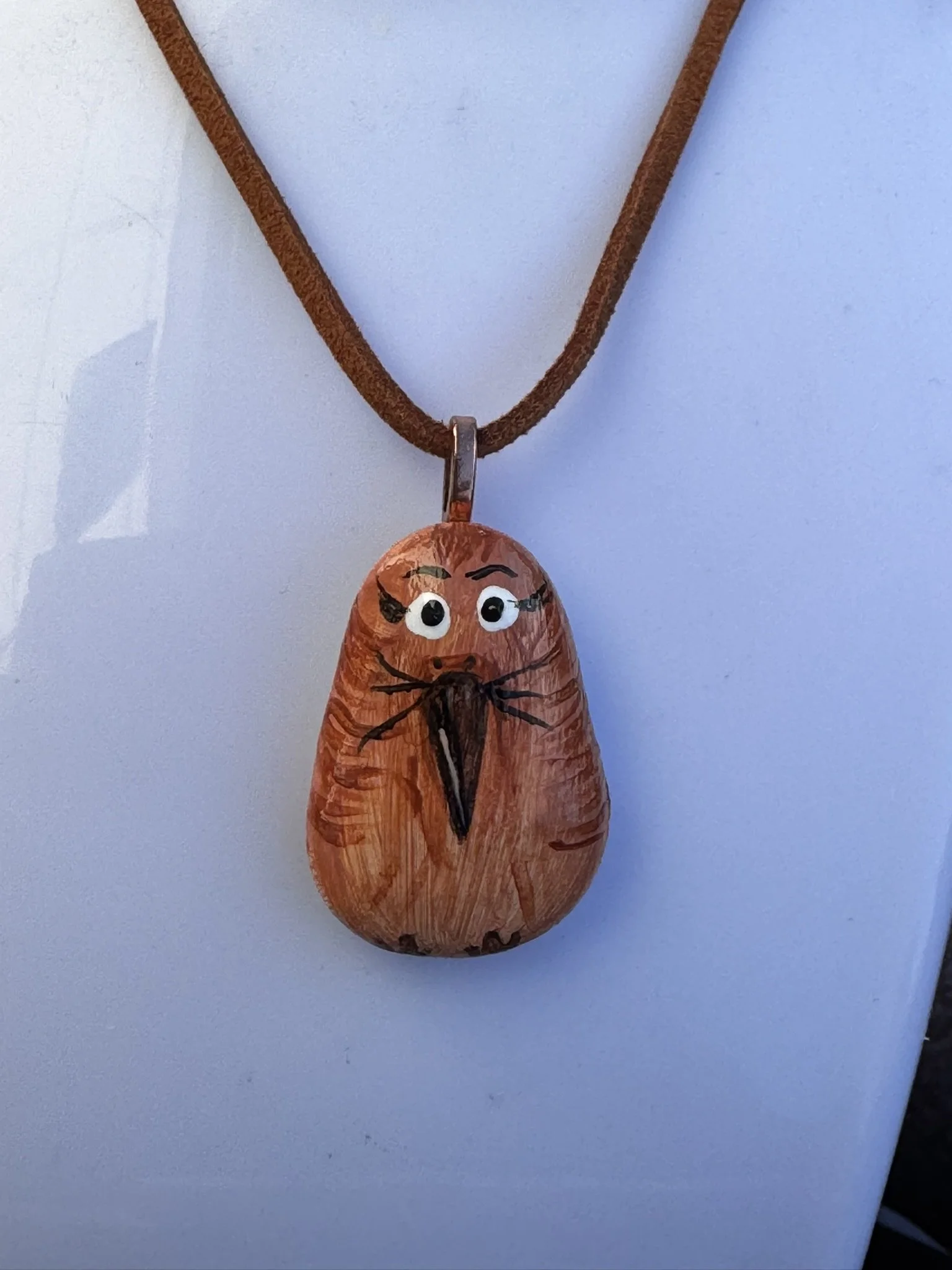 Hand-Painted Kiwi Pebble Pendant
