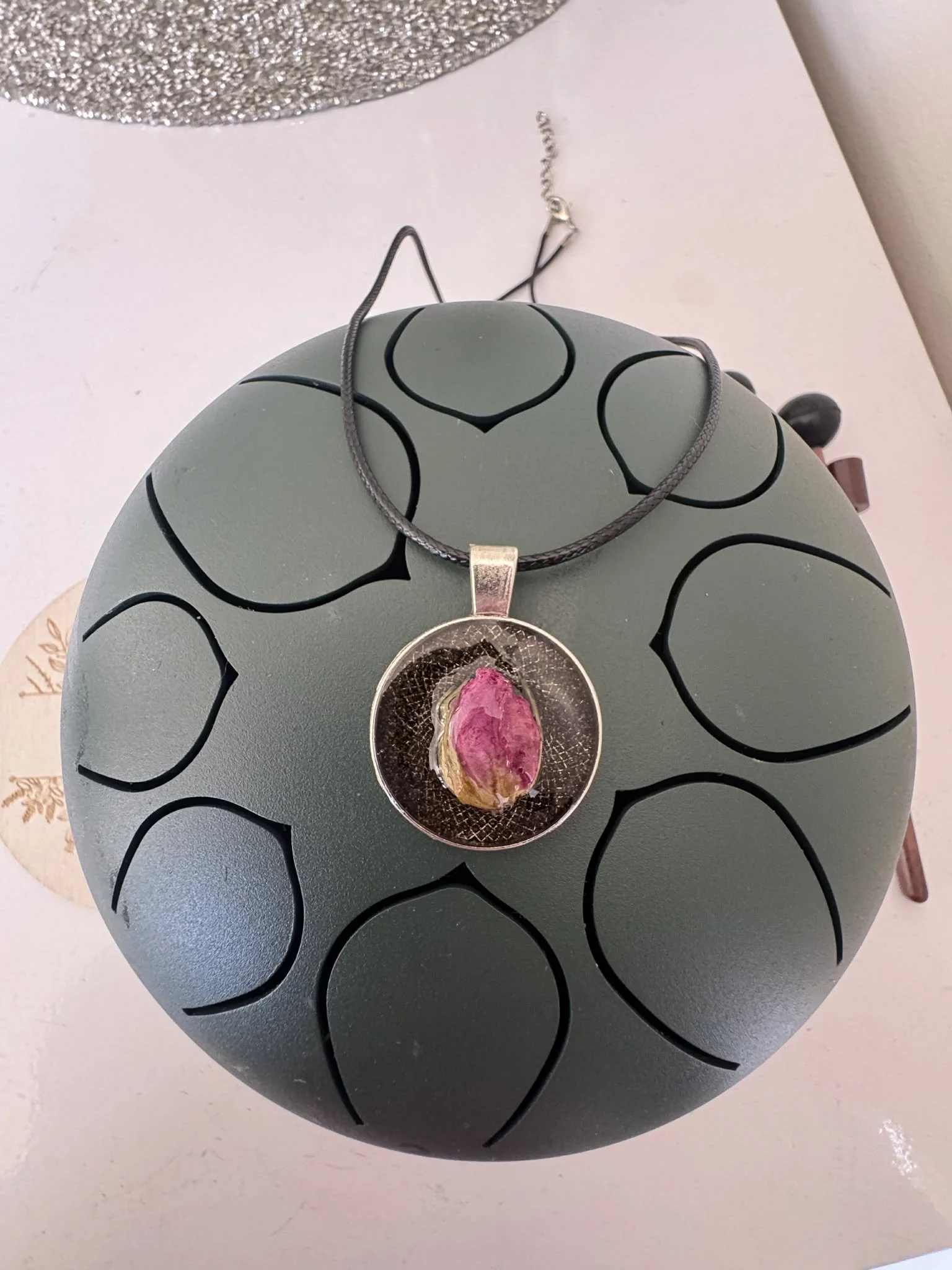 Rosebud Resin Pendant