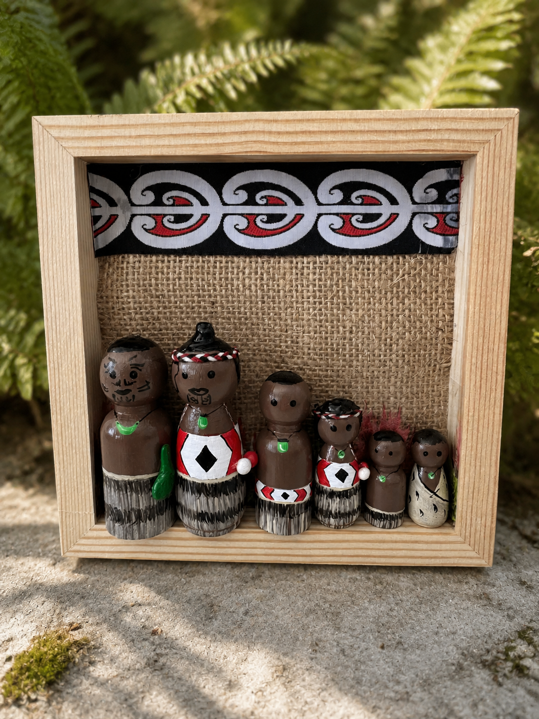 Maori Kapa Haka Peg dolls in a Frame