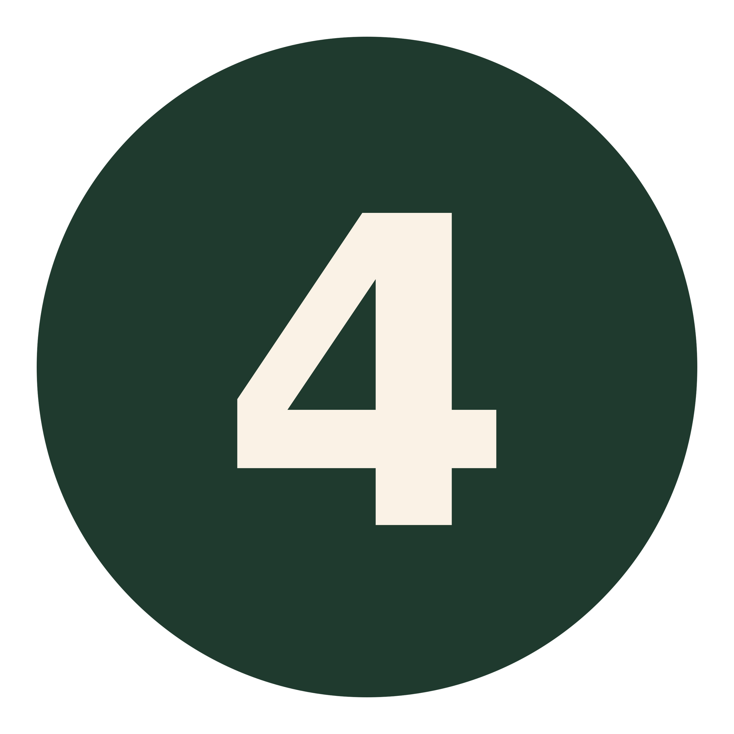 The image features a black background with a large green circle at the center. Inside the circle, there is a white number 4.
