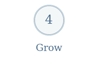 Number four inside a circle with the word 'Grow' underneath.