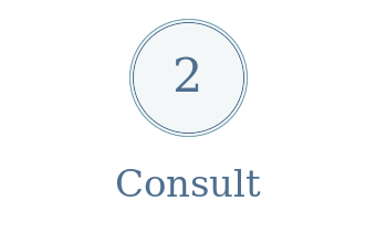 Number 2 inside a circle with the word 'Consult' below it.