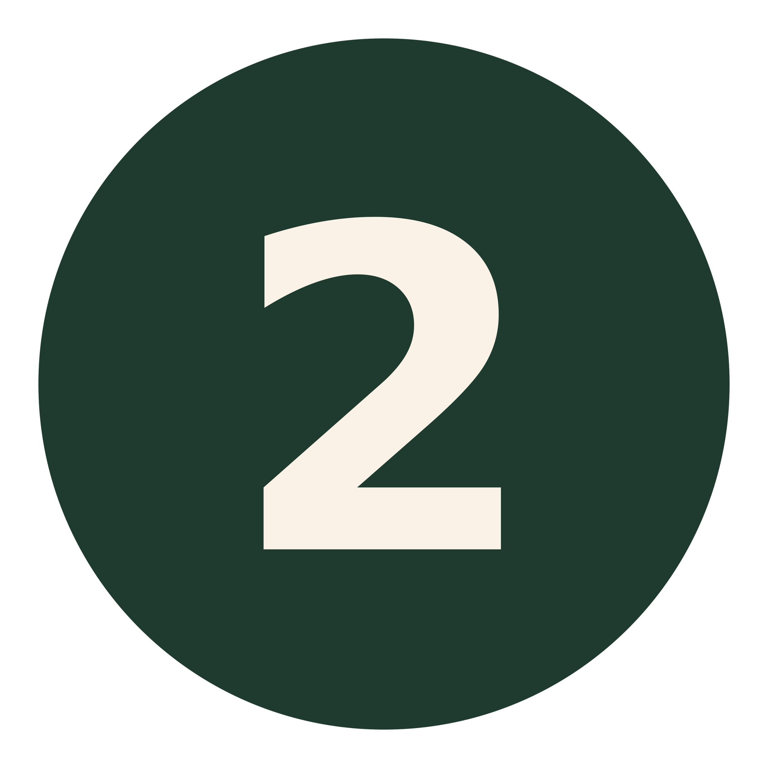 Close-up of a dark green golf ball with a white numbered '2' on it.