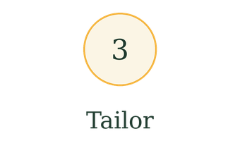 Number three with the word 'Tailor' below it.