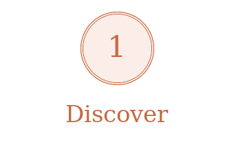 Number one inside a light-colored circle with the word 'Discover' underneath