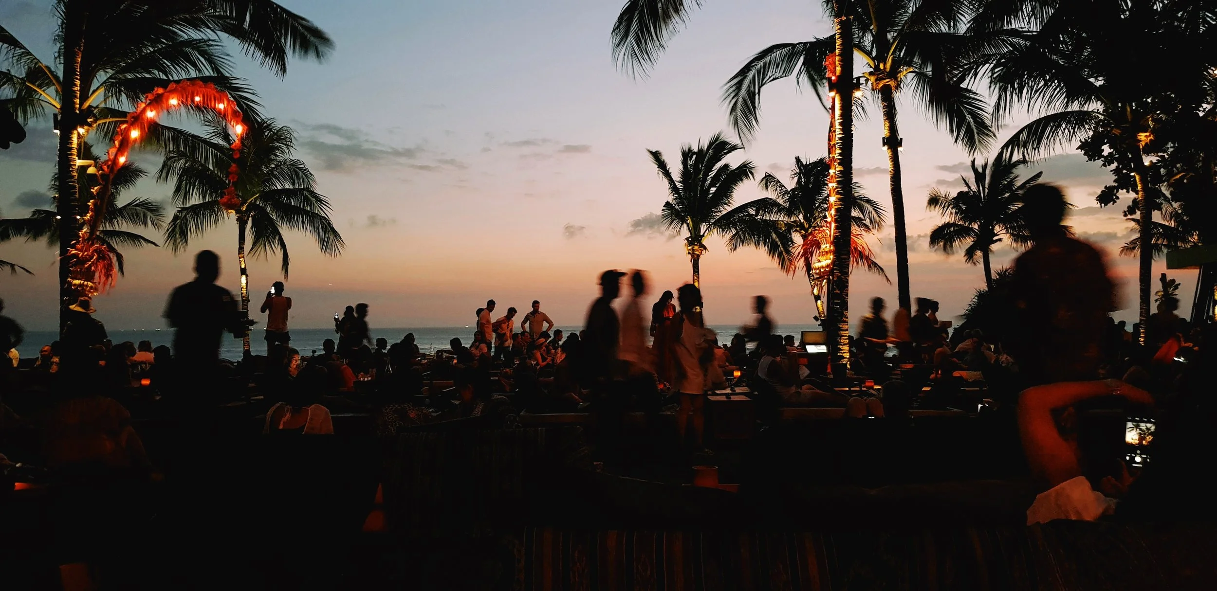 Pool Parties at Beach Club, at a bar next to the sea