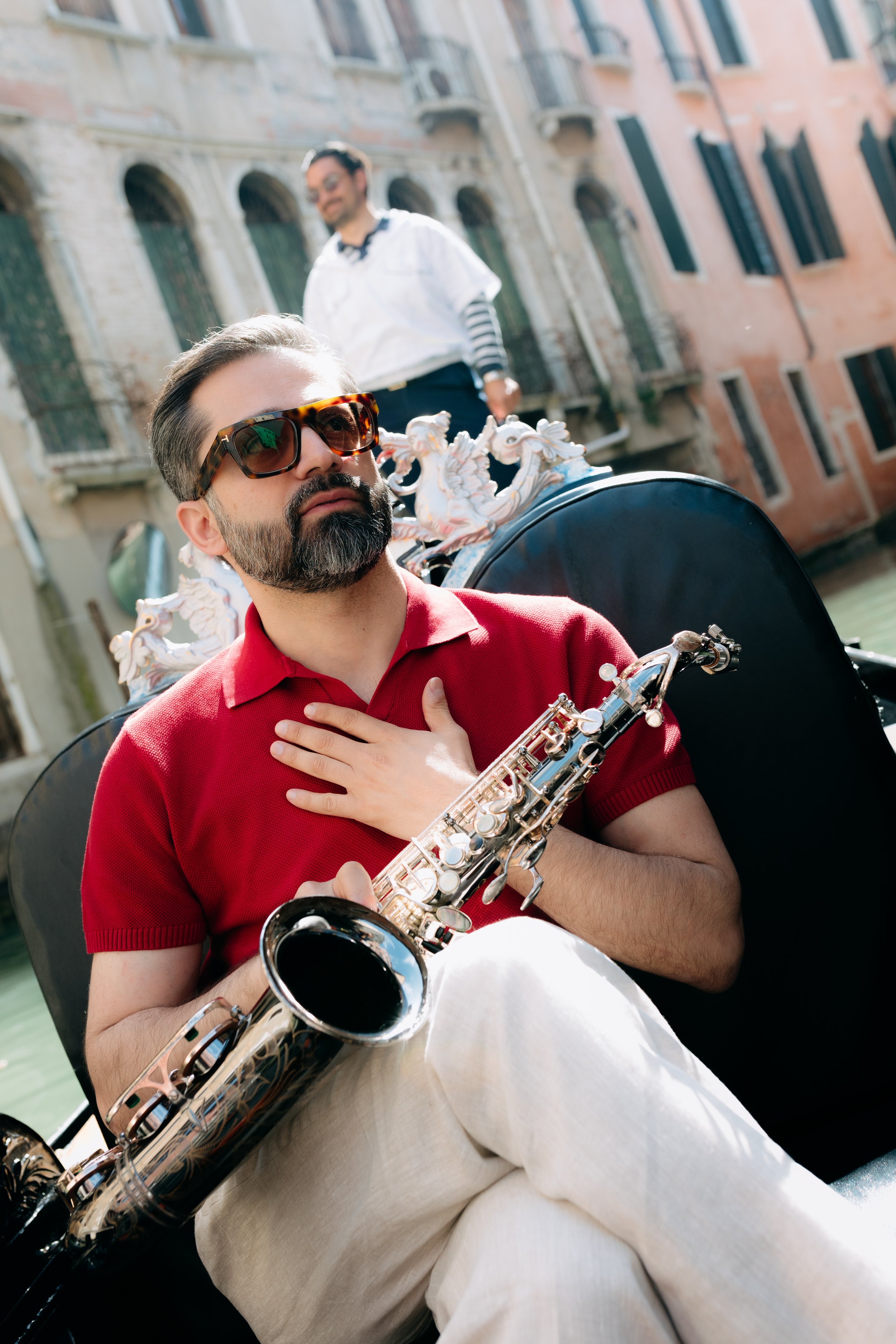 Elegant cocktail hour saxophone performance.