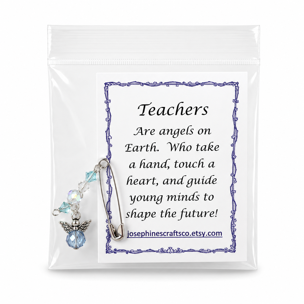 Teacher Angel Blue Safety Pin