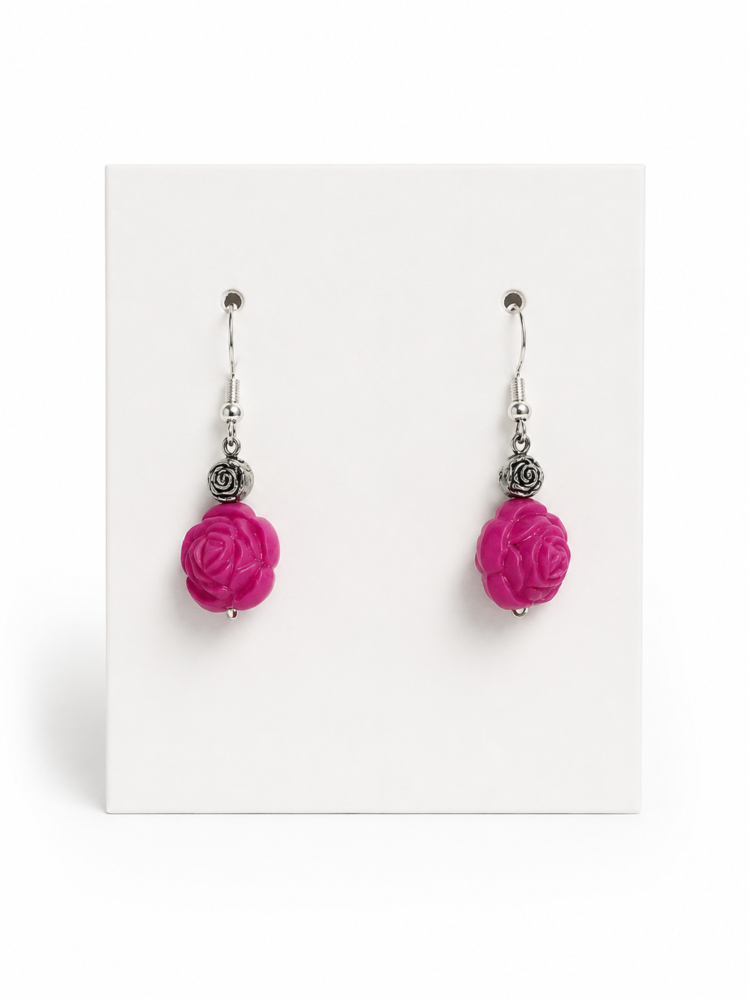 Pink Rose Charm Earrings