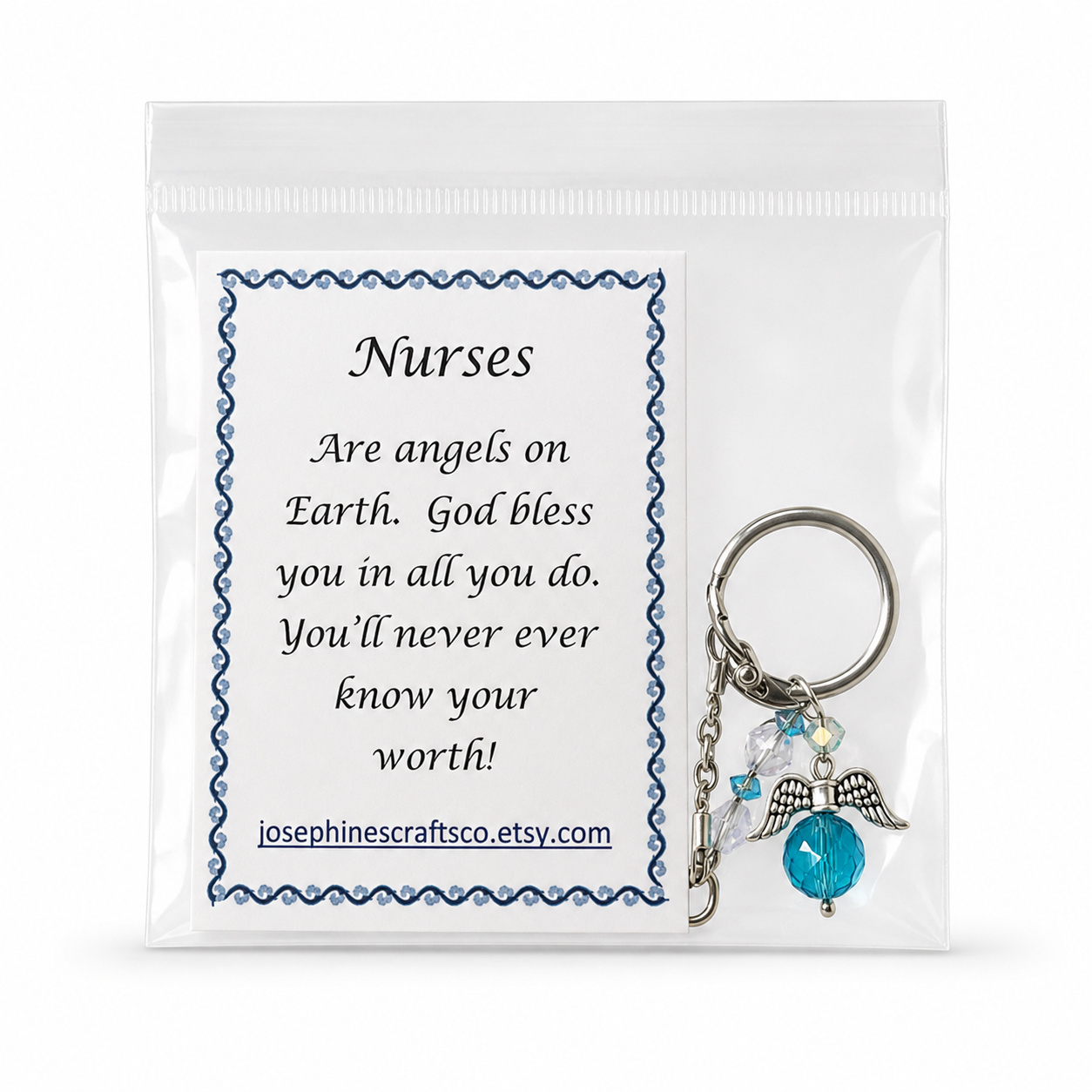 Nurse Angel Blue Keychain