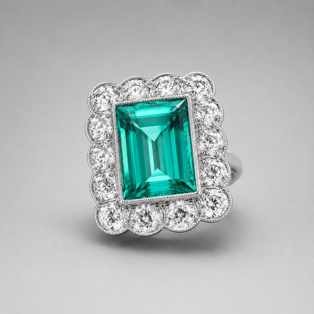 Art Deco ring with a Russian Emerald