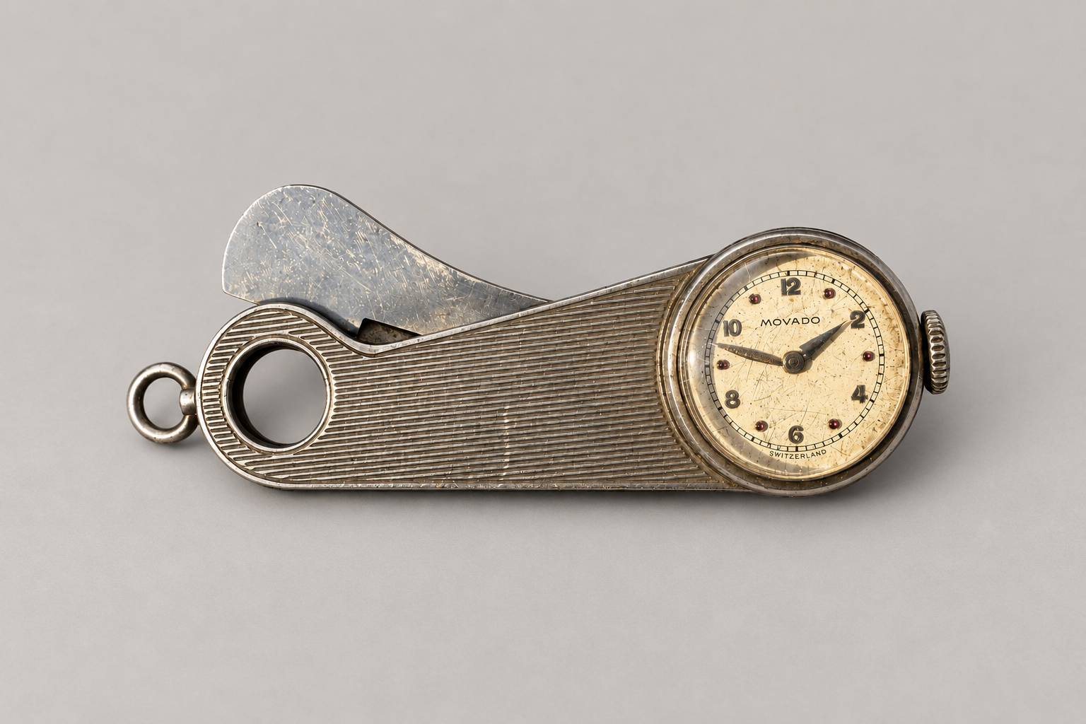 ART DECO MOVADO SILCER CIGAR CUTER WATCH